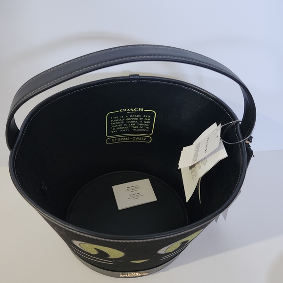 Coach Black Cat Face Bucket Bag - Picture 5 of 6